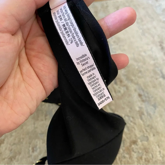 Victoria’s Secret Incredible Perfect Shape Solid Black Underwired Bra: 34DD - Picture 7 of 7